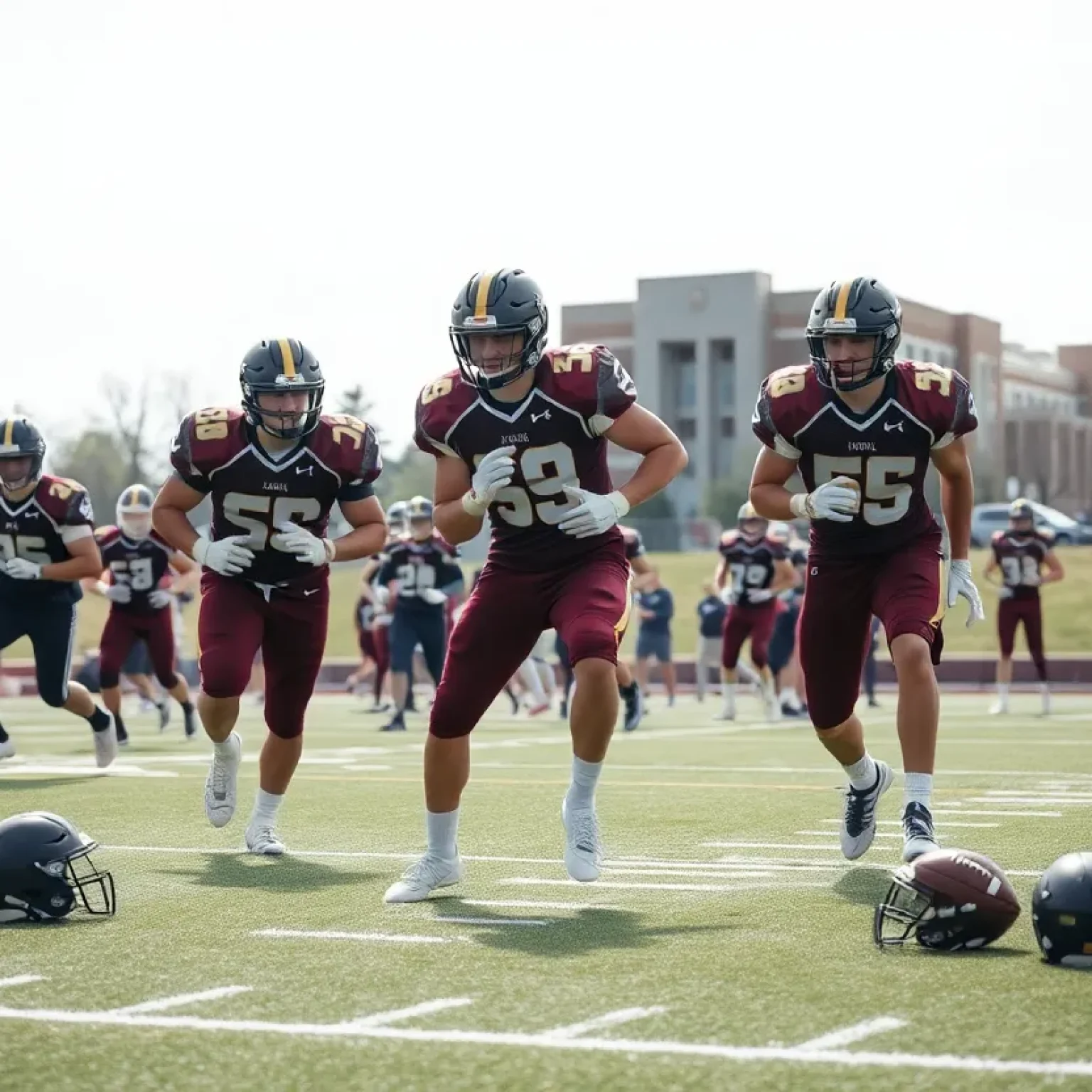 Florida State University football team practicing on field