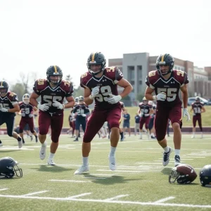 Florida State University football team practicing on field