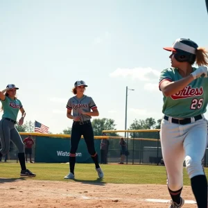 Florida State University softball team competing in a game.