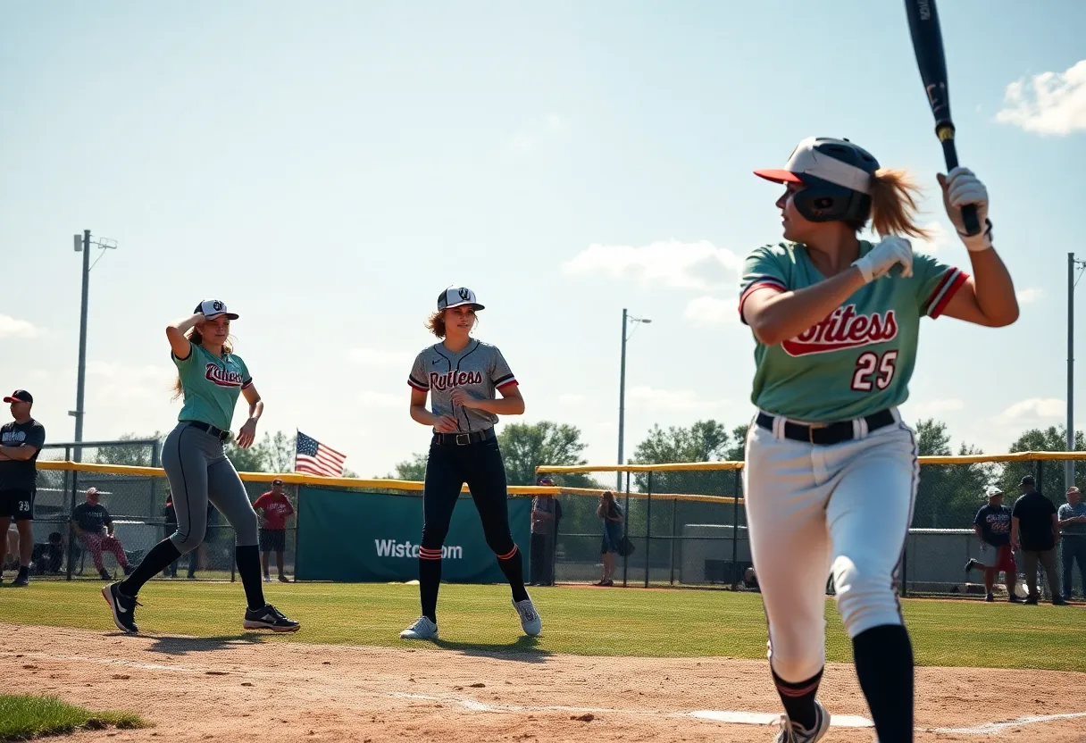 Florida State University softball team competing in a game.