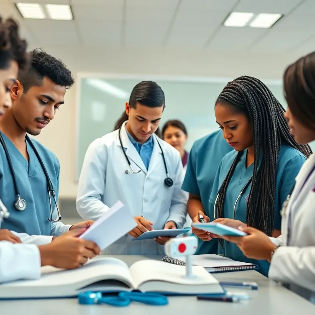 Aspiring medical students participating in hands-on training at FSU College of Medicine.