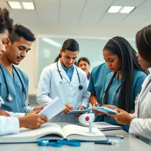 Aspiring medical students participating in hands-on training at FSU College of Medicine.