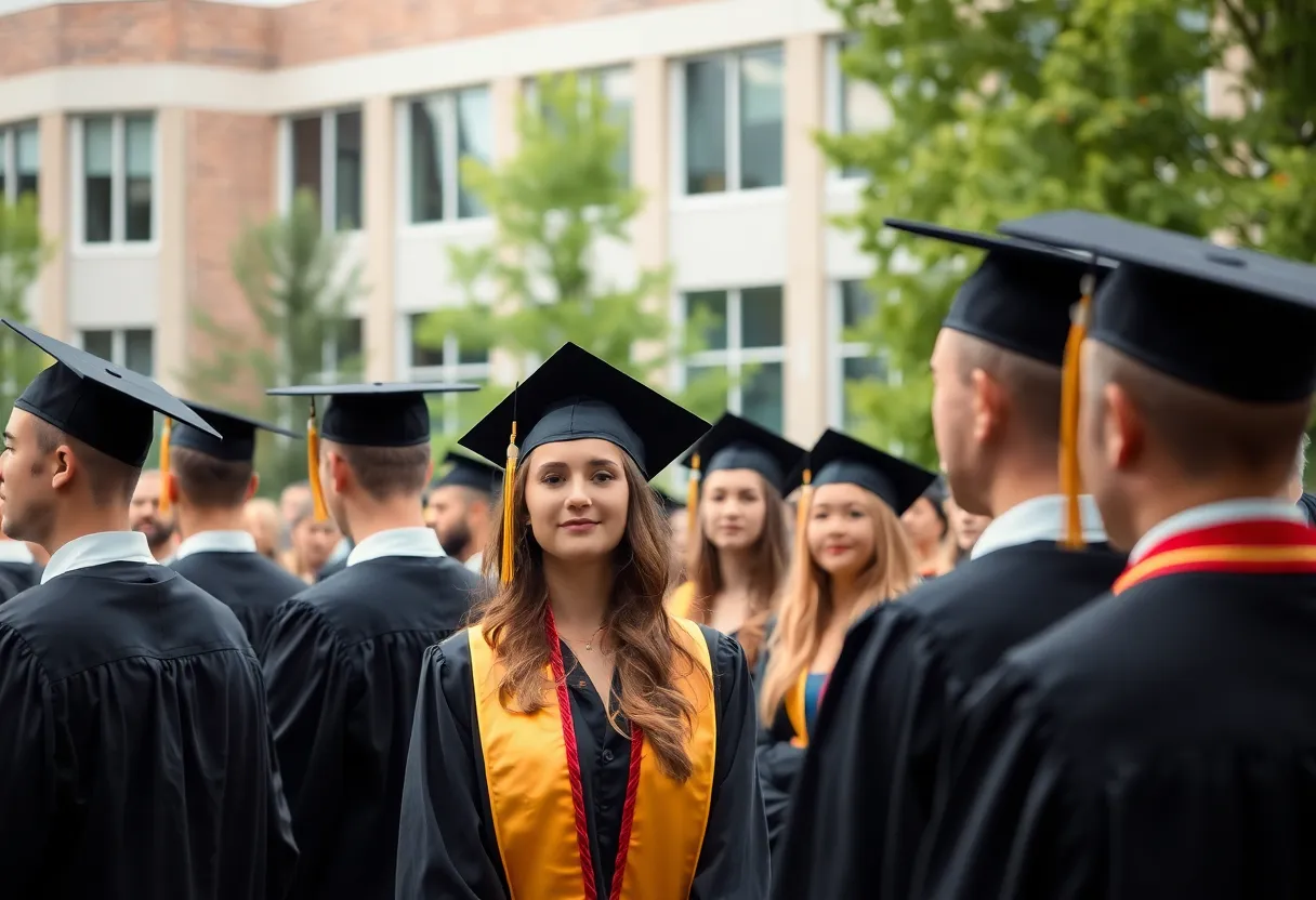 Graduation ceremony at Florida State University with graduates in caps and gowns.