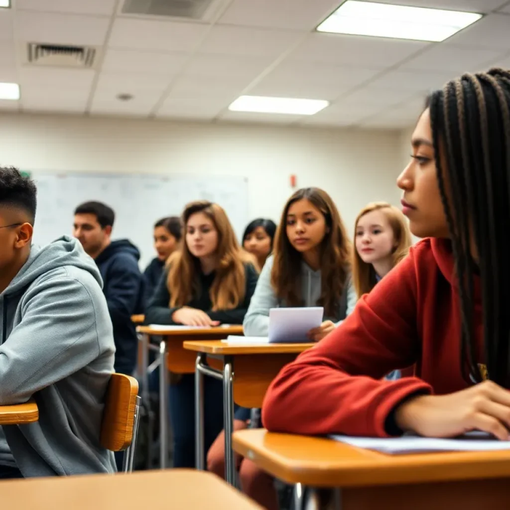 High school students engaged in their classroom activities