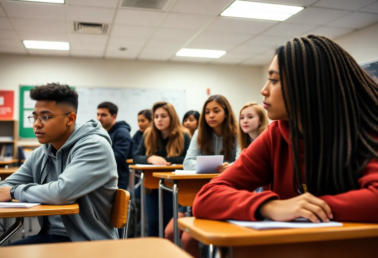 High school students engaged in their classroom activities