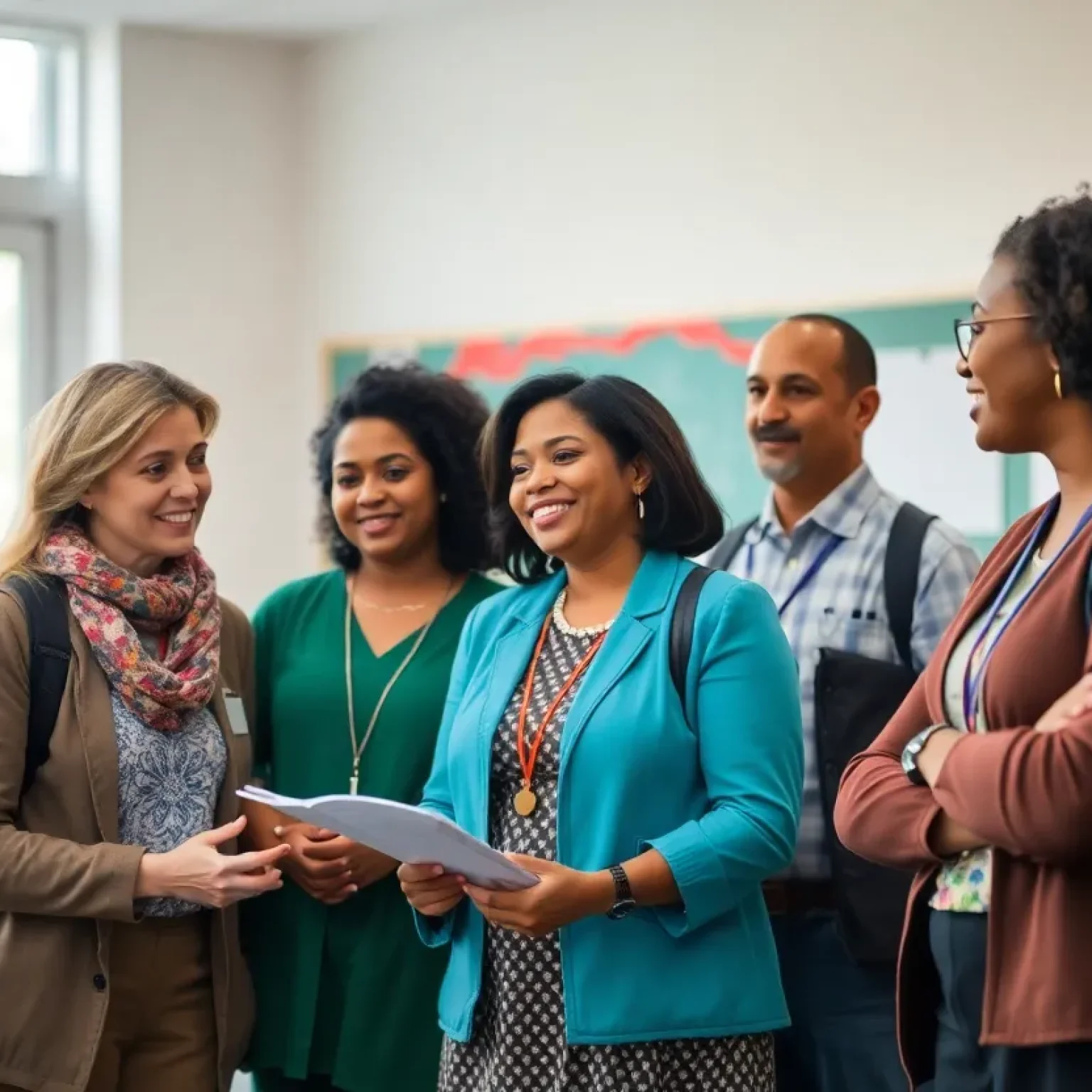 Educators collaborating in a school setting