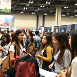 Students interacting with employers at the Leon Works Expo