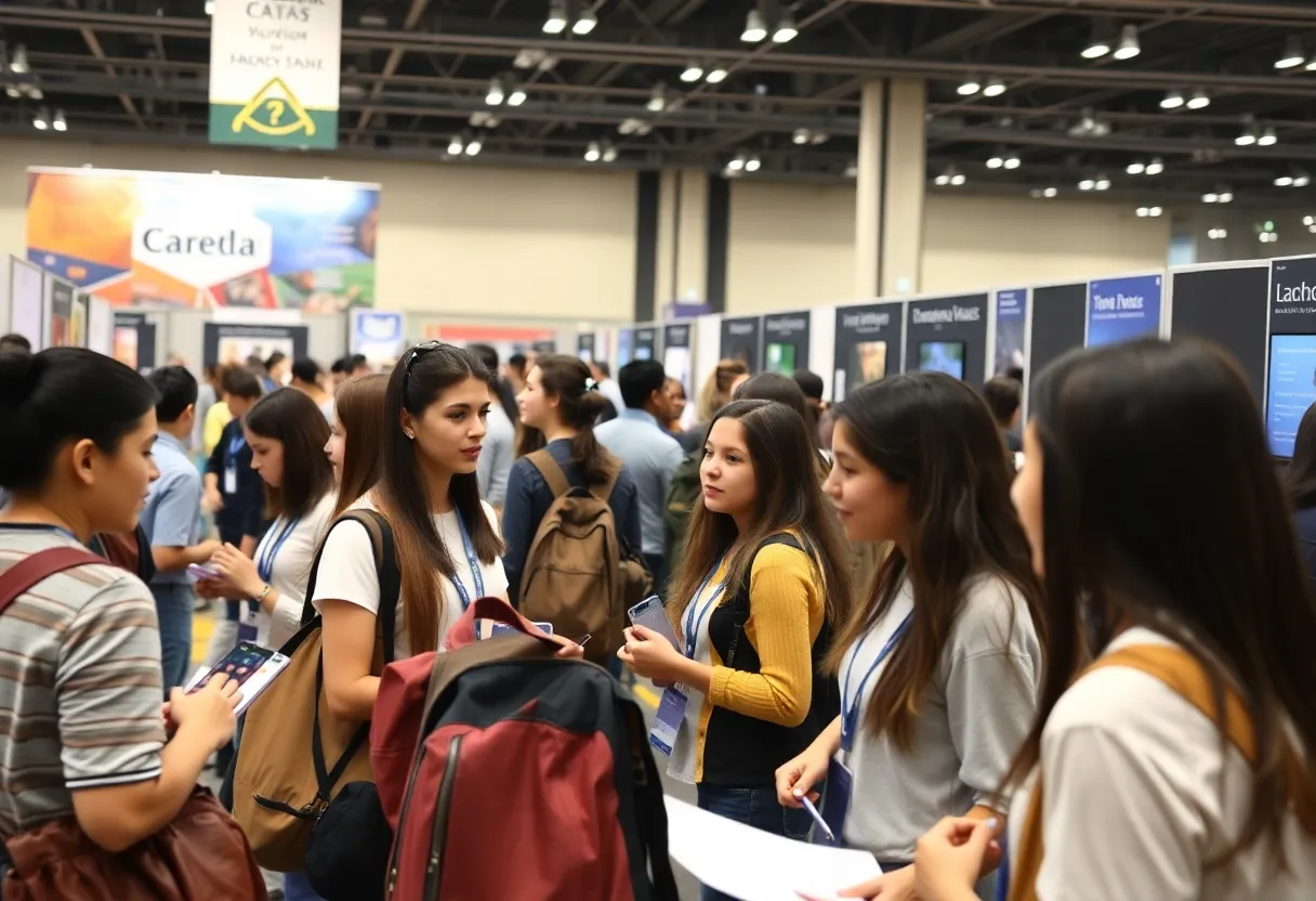 Students interacting with employers at the Leon Works Expo