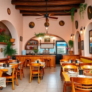 Interior of Little Athens Gyro showcasing Mediterranean decor