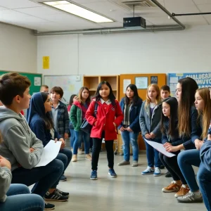 Concerned students discussing safety at Rickards High School