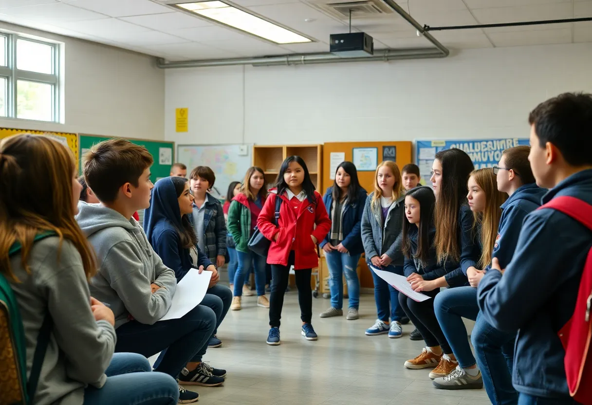 Concerned students discussing safety at Rickards High School