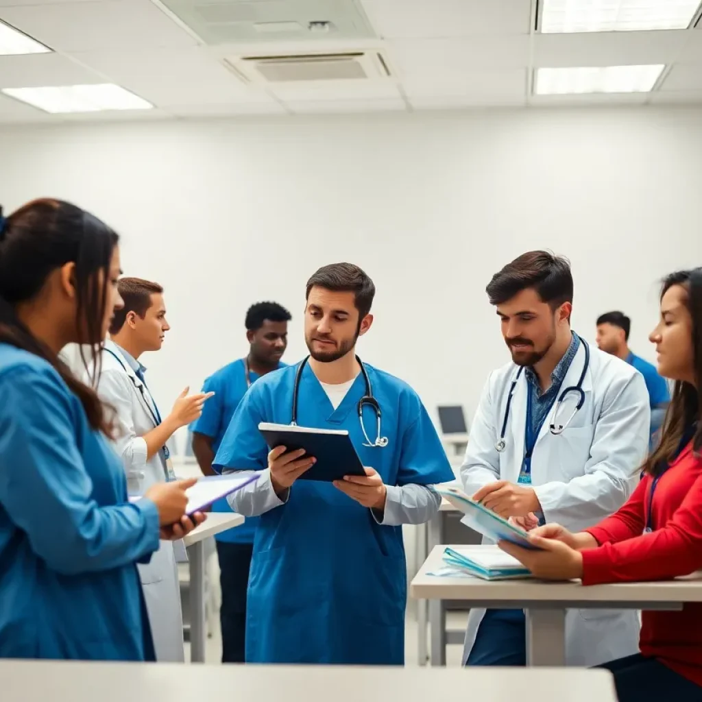 Students studying in a clinical medicine classroom