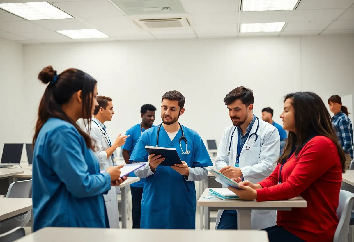 Students studying in a clinical medicine classroom
