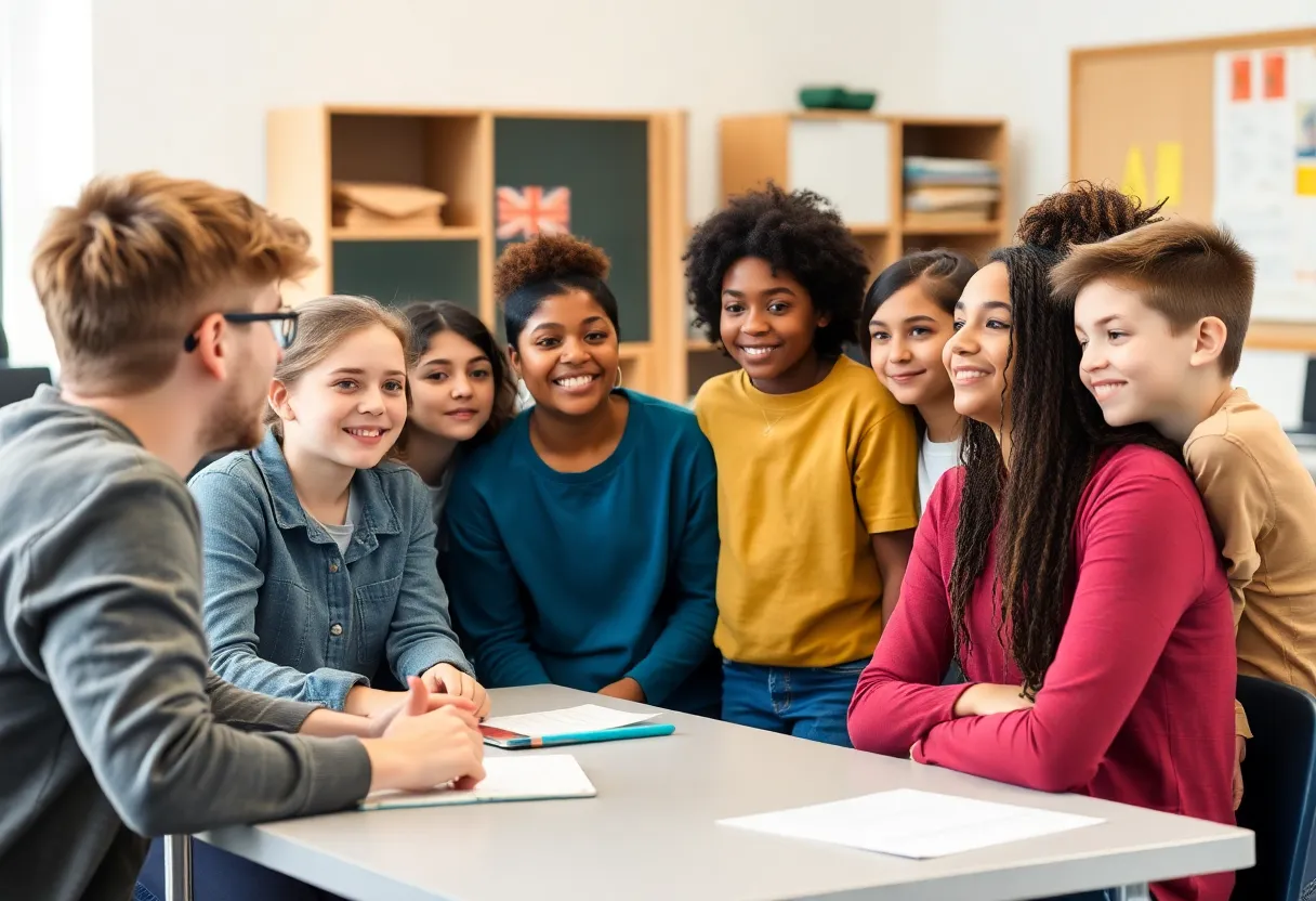 Students and teachers engaging in a classroom discussion about gender identity
