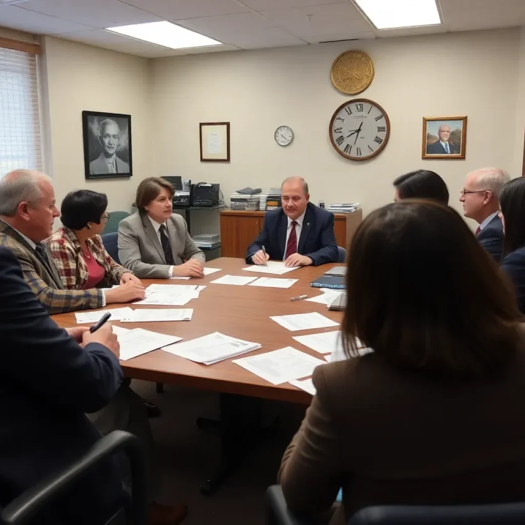 City officials discussing salary increases during a commission meeting