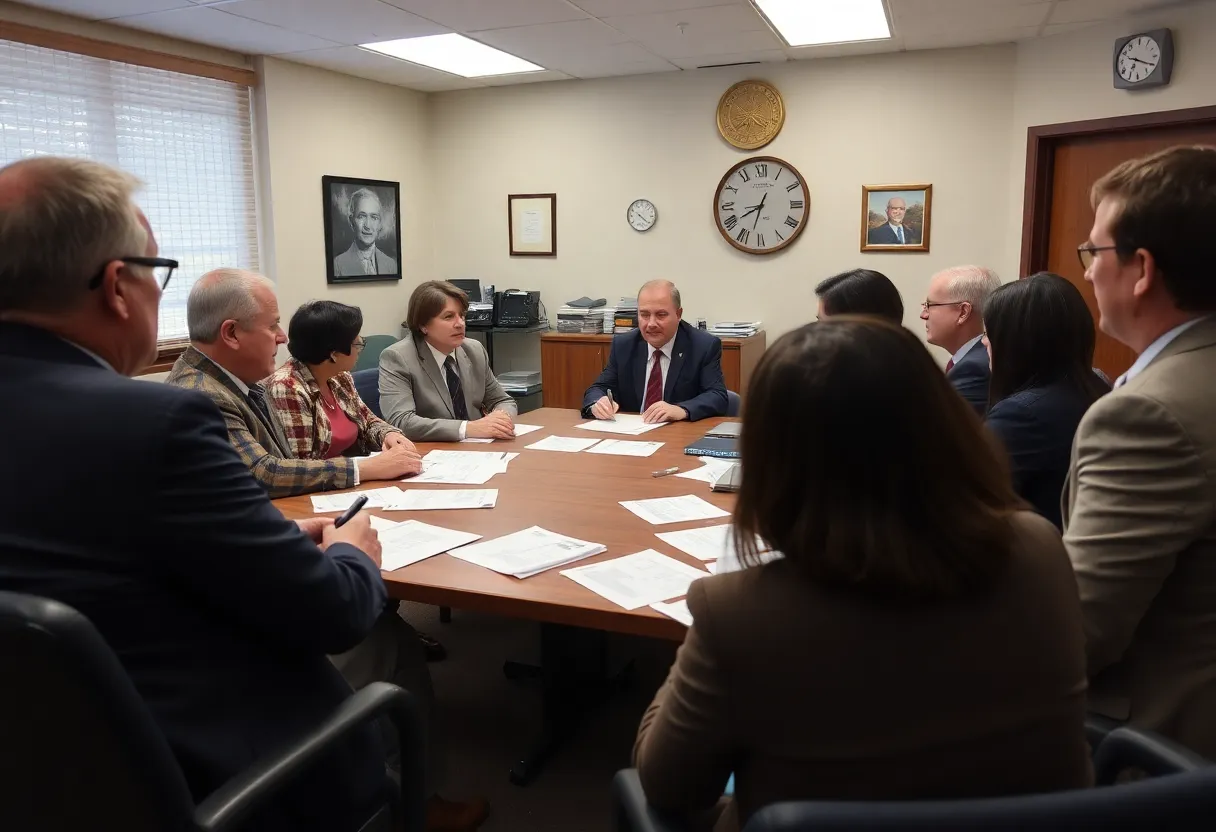 City officials discussing salary increases during a commission meeting