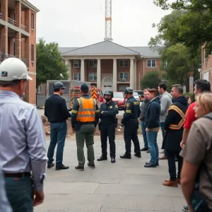 Law enforcement at a construction site near Florida State University
