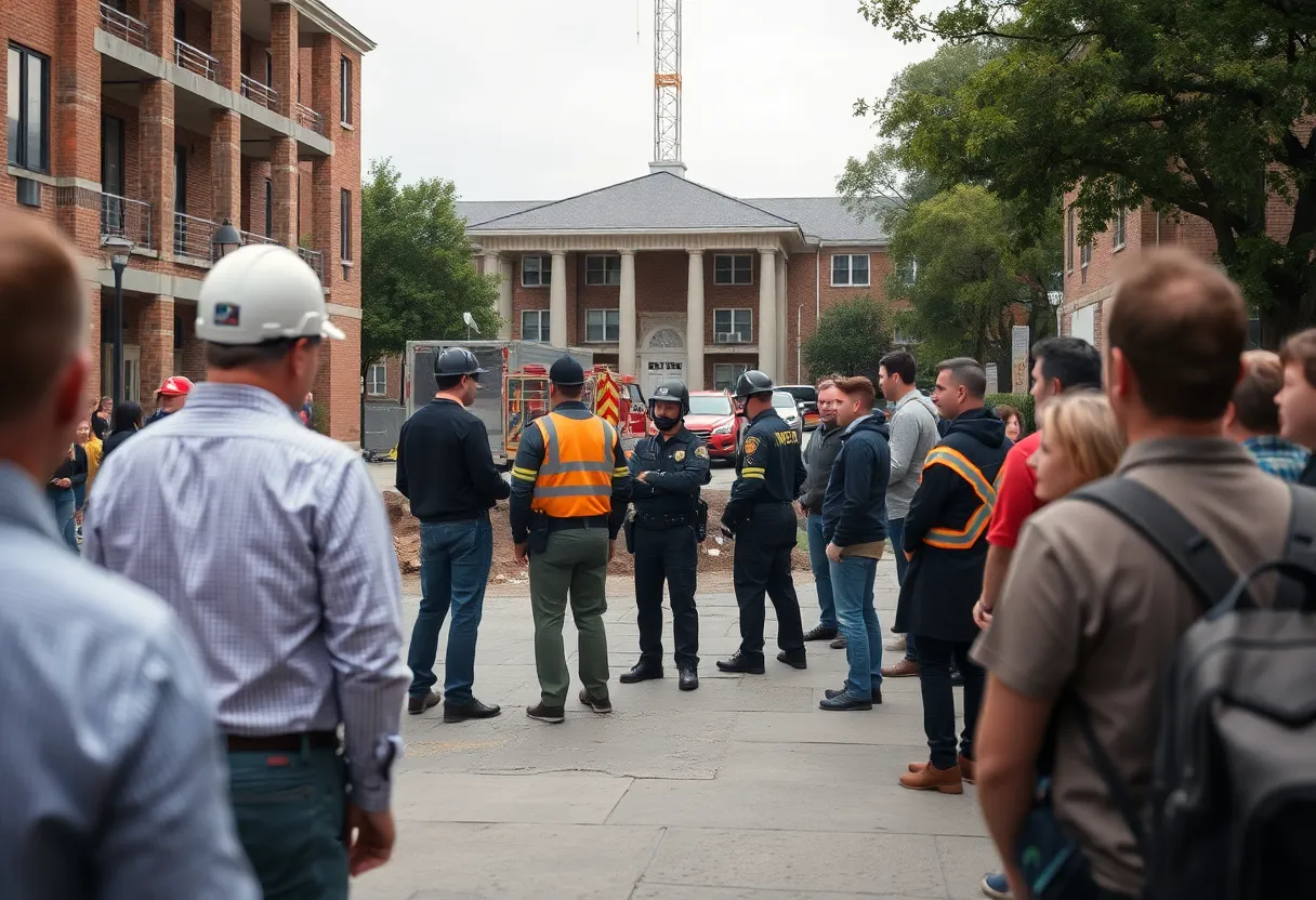 Law enforcement at a construction site near Florida State University
