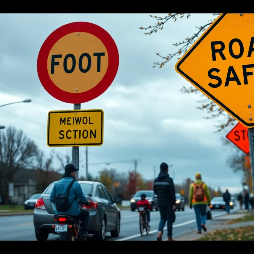 Road safety awareness sign in a Tallahassee school zone