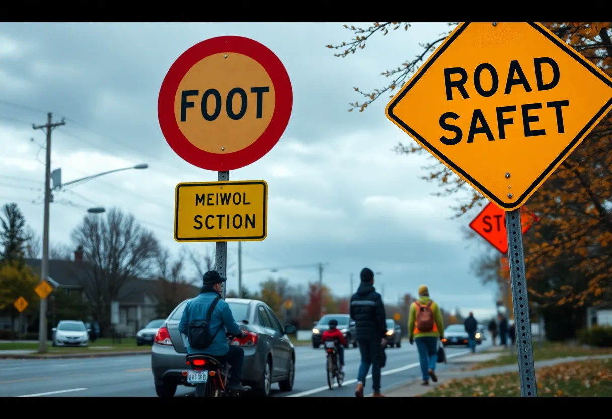 Road safety awareness sign in a Tallahassee school zone