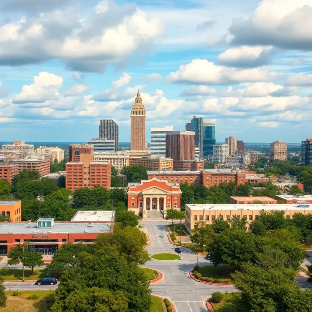 Skyline of Tallahassee with urban development and parks