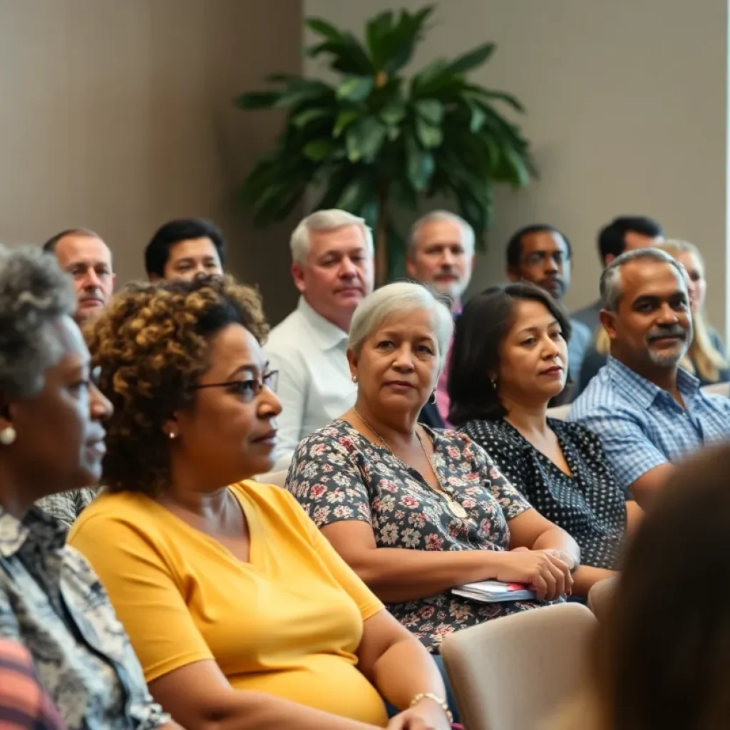 Community leaders and residents at the Tallahassee town hall meeting