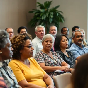 Community leaders and residents at the Tallahassee town hall meeting