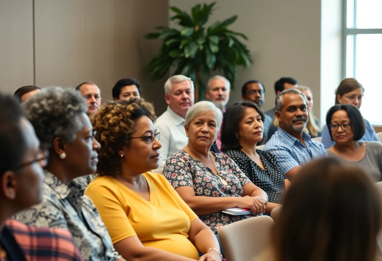 Community leaders and residents at the Tallahassee town hall meeting