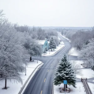 Winter scene in Tallahassee with snow and ice