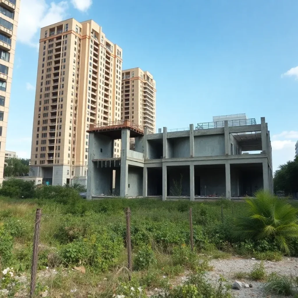 Abandoned construction site of Washington Square in Tallahassee