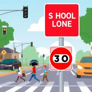 Automated speed enforcement camera in a school zone