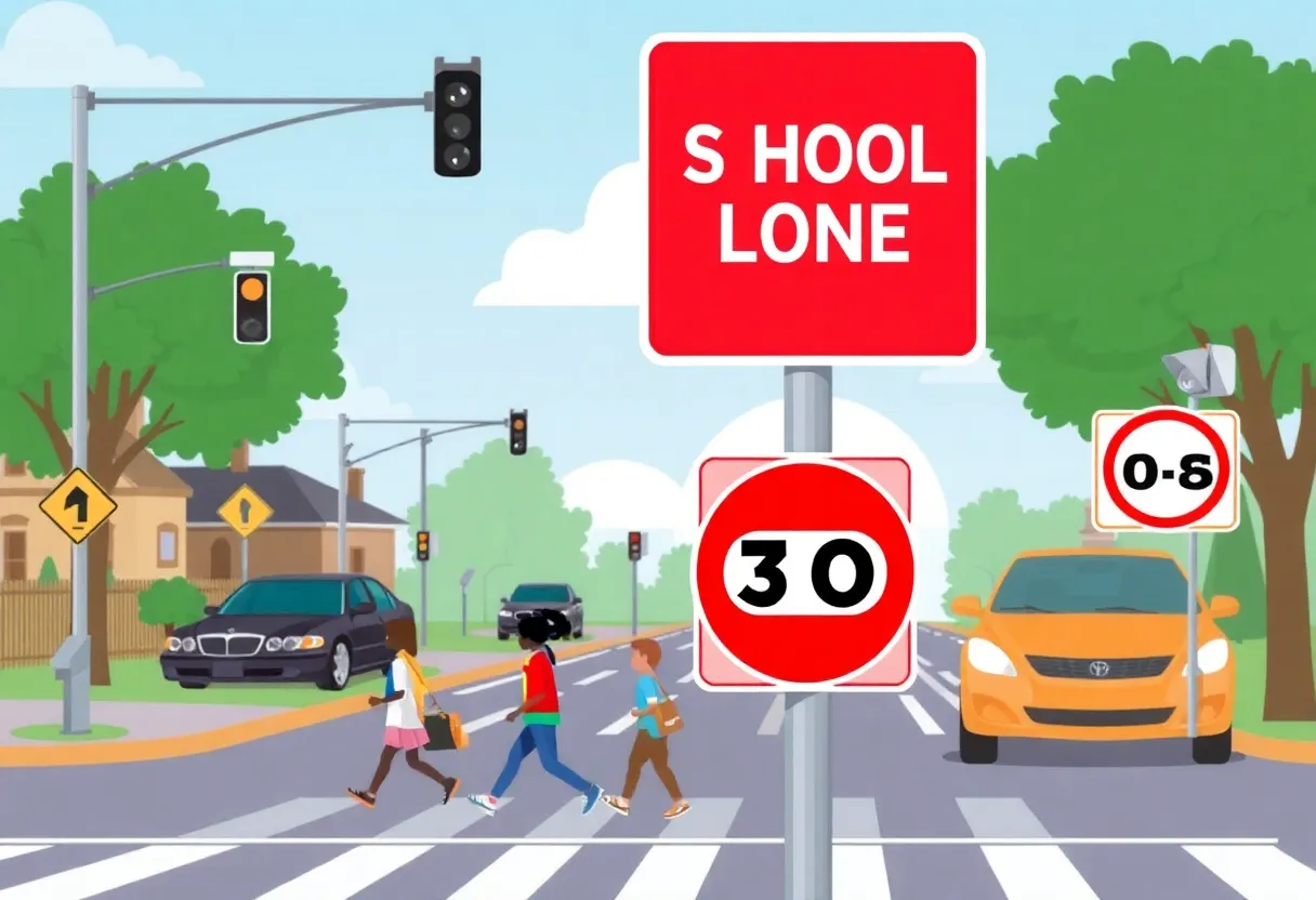 Automated speed enforcement camera in a school zone