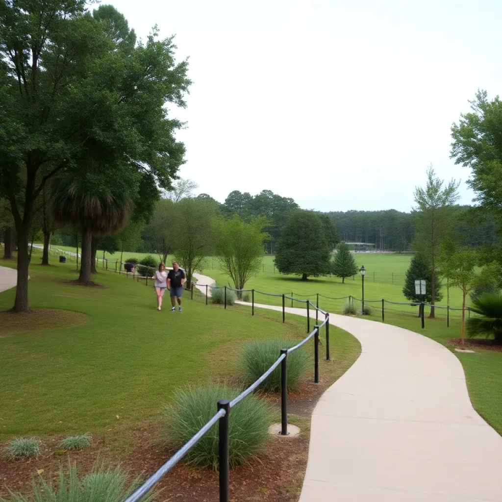 Scenic view of Cascades Park with walking trails