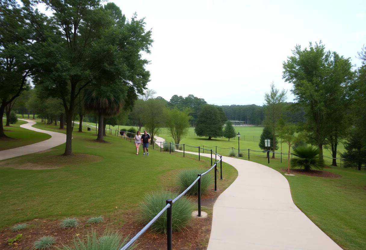 Scenic view of Cascades Park with walking trails