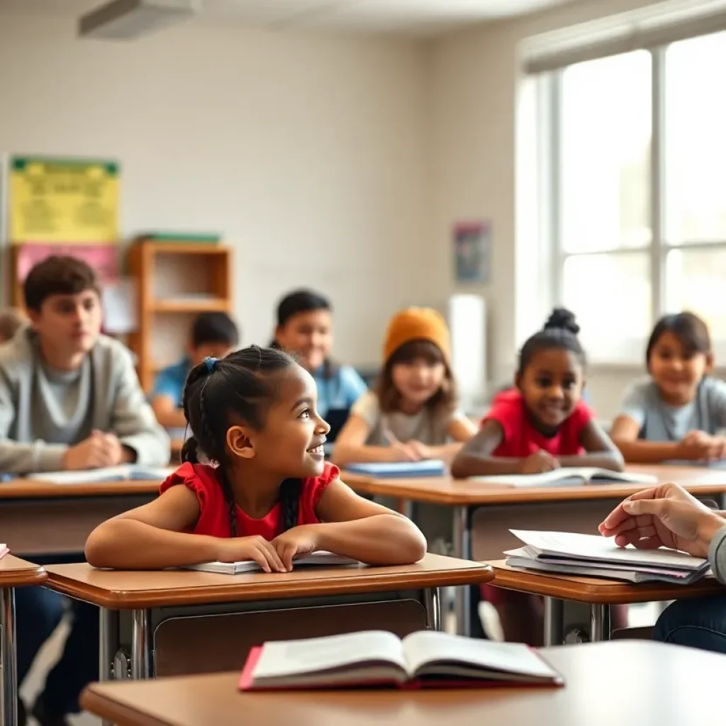 Students engaged in a classroom learning environment