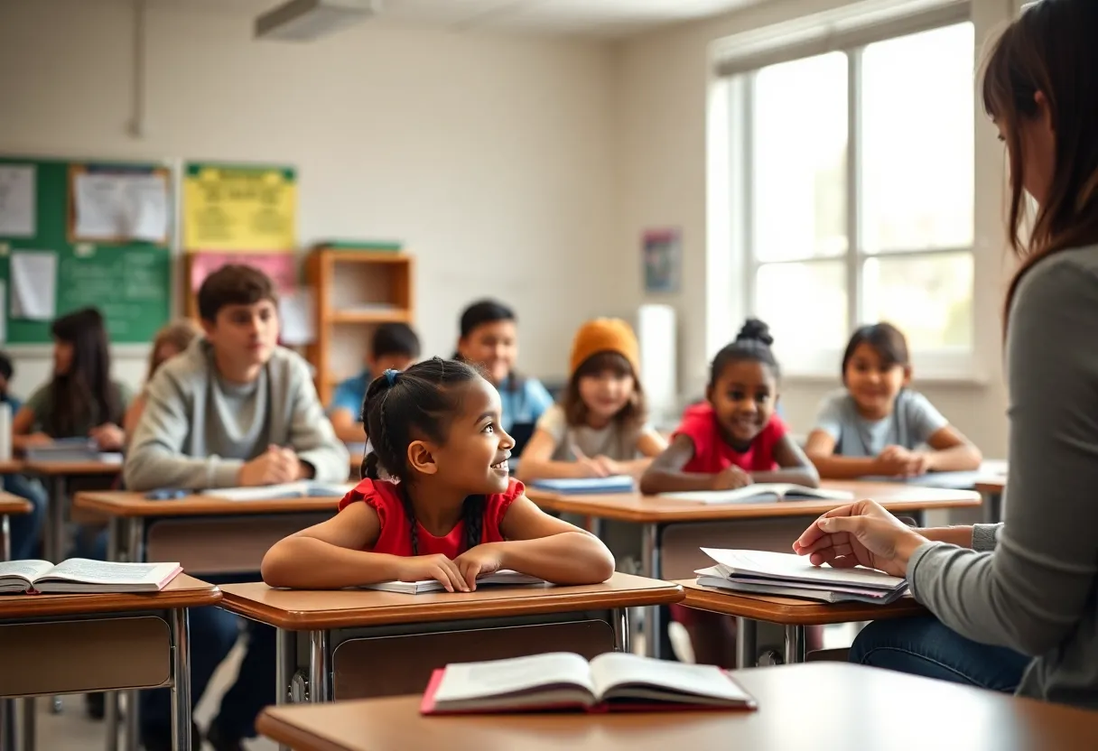 Students engaged in a classroom learning environment