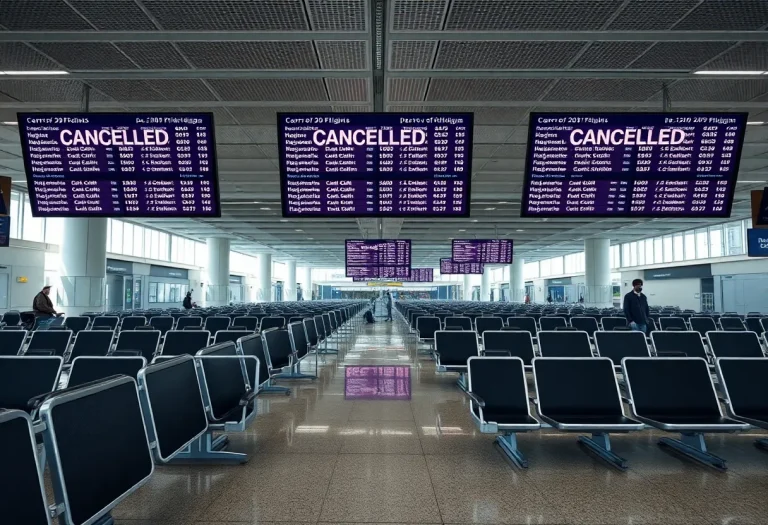 Empty Airport Terminal Due to Flight Cancellations