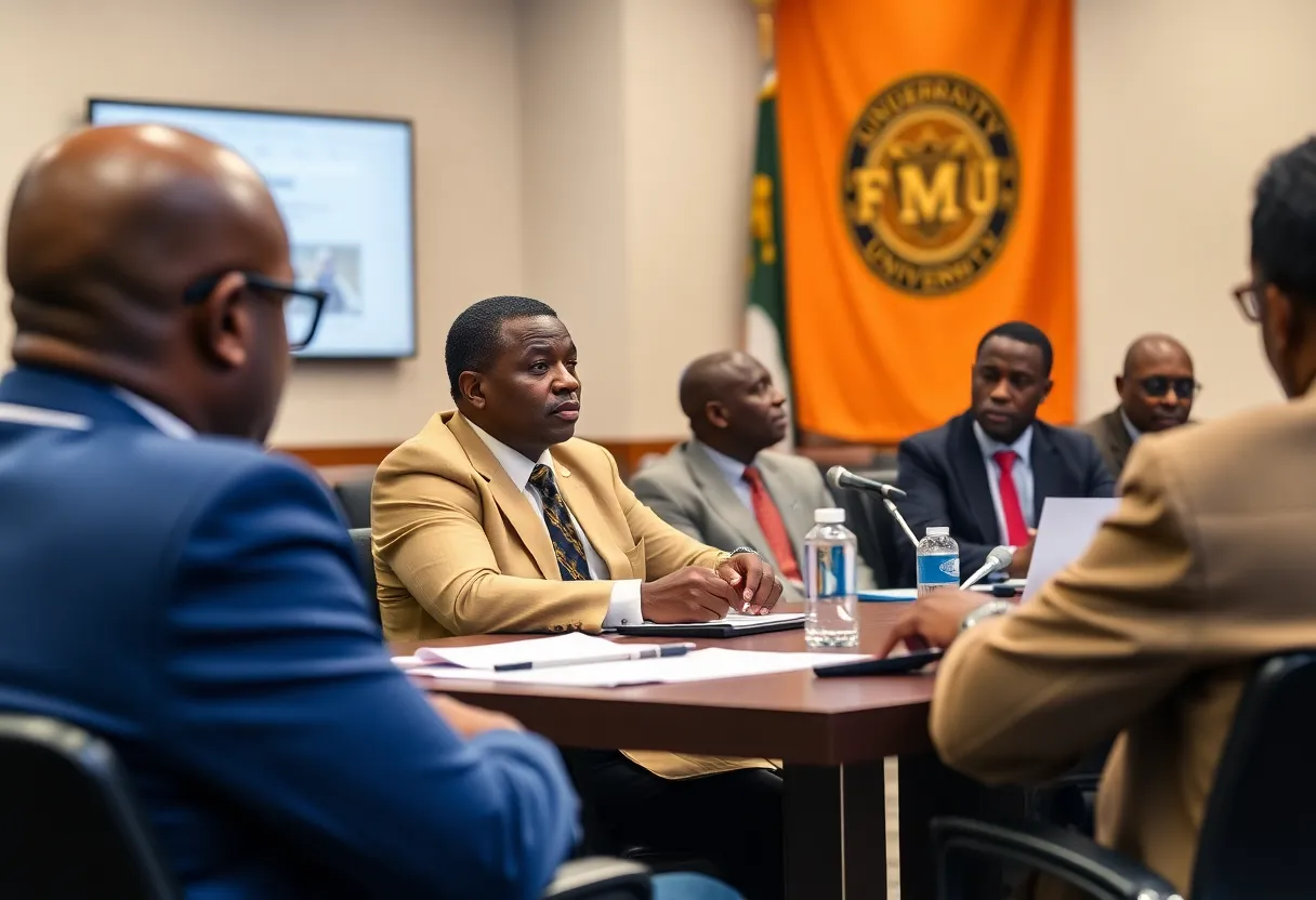 FAMU Foundation board members discussing budget and salary proposals.