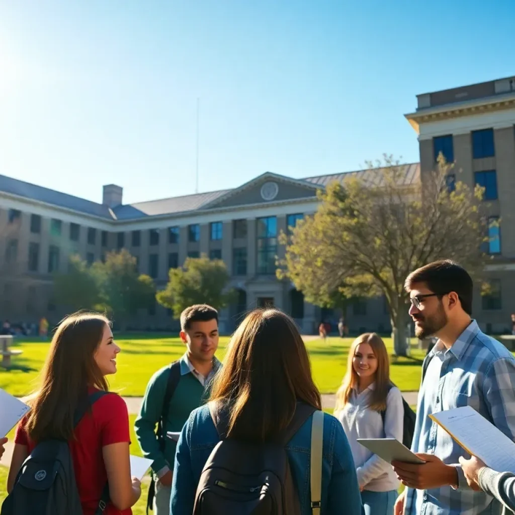 Students at Florida A&M University discussing during a sunny day