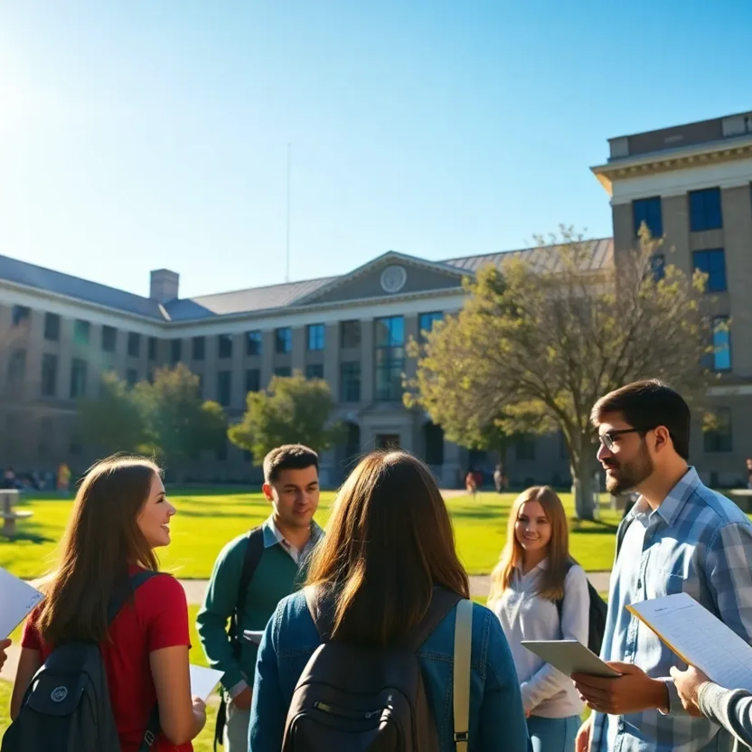 Students at Florida A&M University discussing during a sunny day