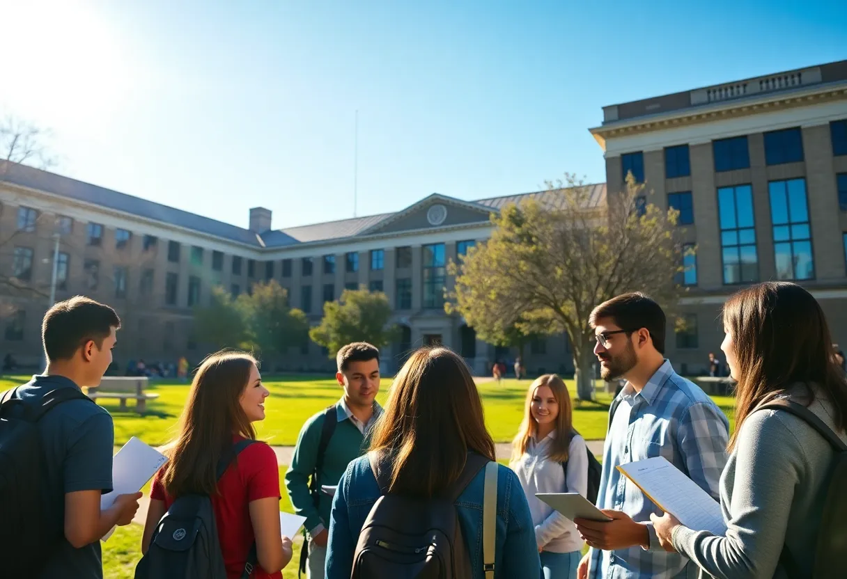 Students at Florida A&M University discussing during a sunny day