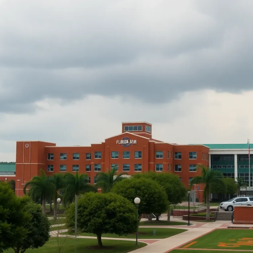 Florida A&M University athletic facilities during a cloudy day reflecting uncertainty