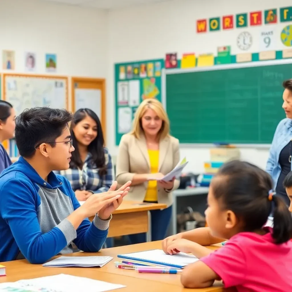 Students and teachers engaging in a classroom setting