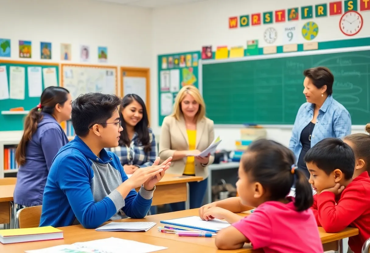 Students and teachers engaging in a classroom setting