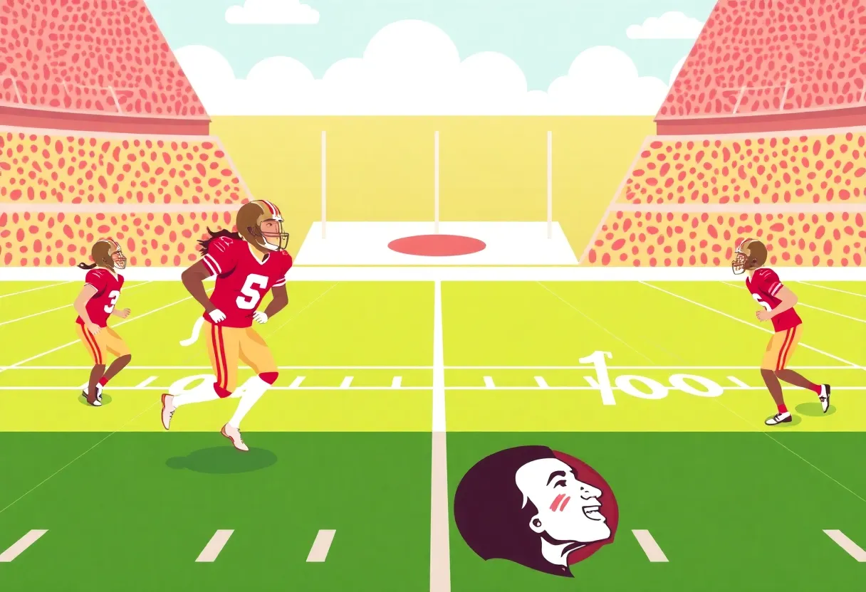 Florida State football players showcasing team spirit on the field