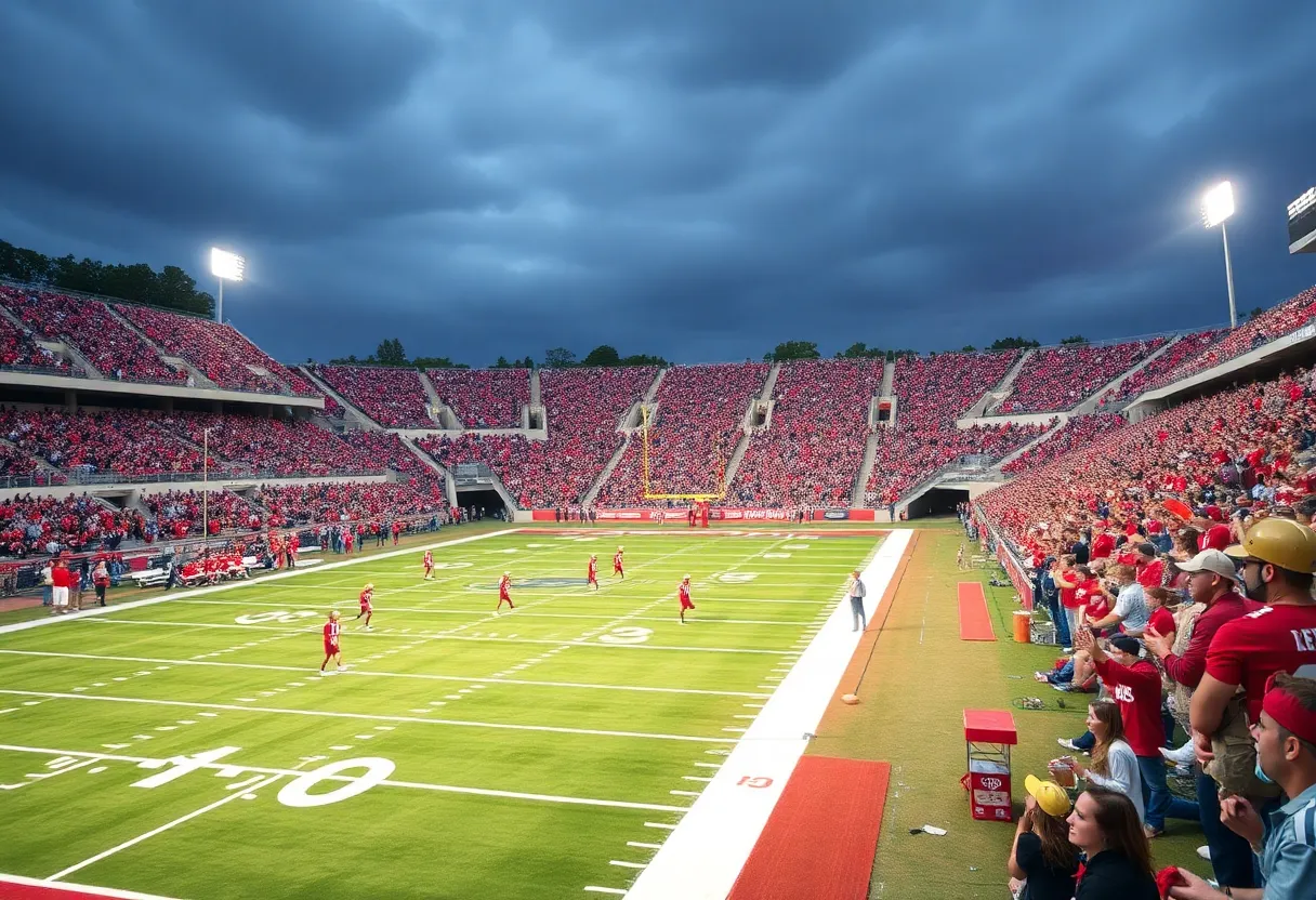 Exciting football game at Florida State University with fans cheering.