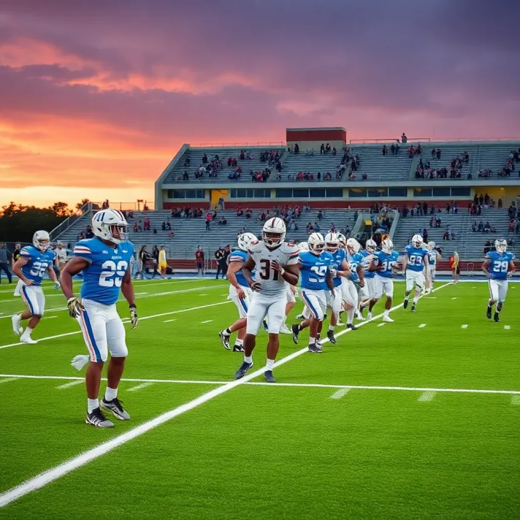 Florida State University football players practicing on the field