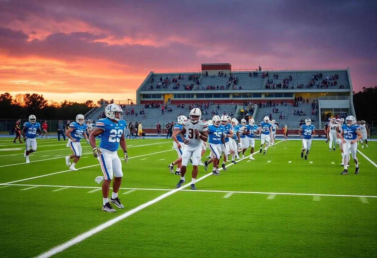 Florida State University football players practicing on the field