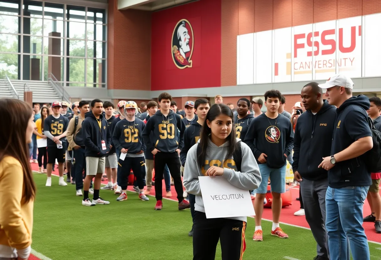 Florida State University football recruitment visit with prospective athletes