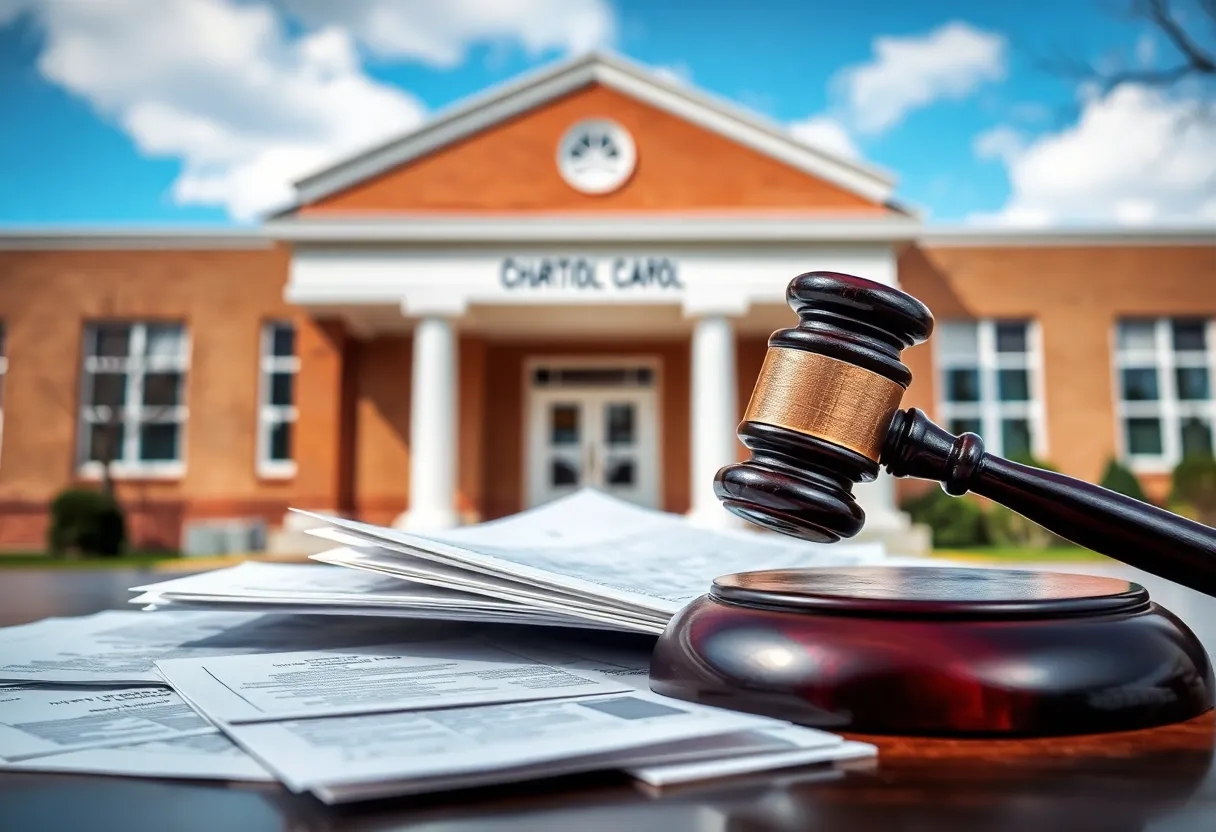 Image illustrating legal issues related to school asset claims.